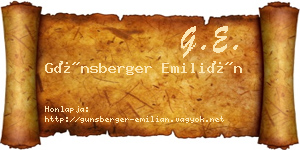 Günsberger Emilián névjegykártya